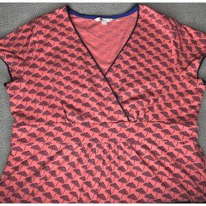 Boden Dress Womens 18 Tall Pink Geometric Faux Wrap Jersey Knit V Neck Umbrella